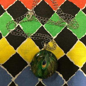 Peacock Colorful Rare Unique Vintage One of a Kind Handmade Necklace